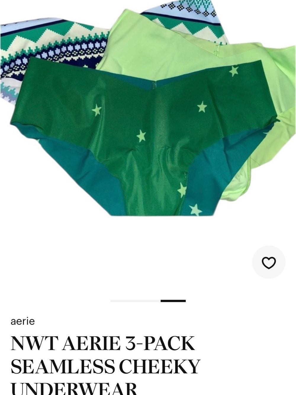 aerie 3-Pack Seamless Cheeky Undergarments in Lime, Teal, and Dark Green